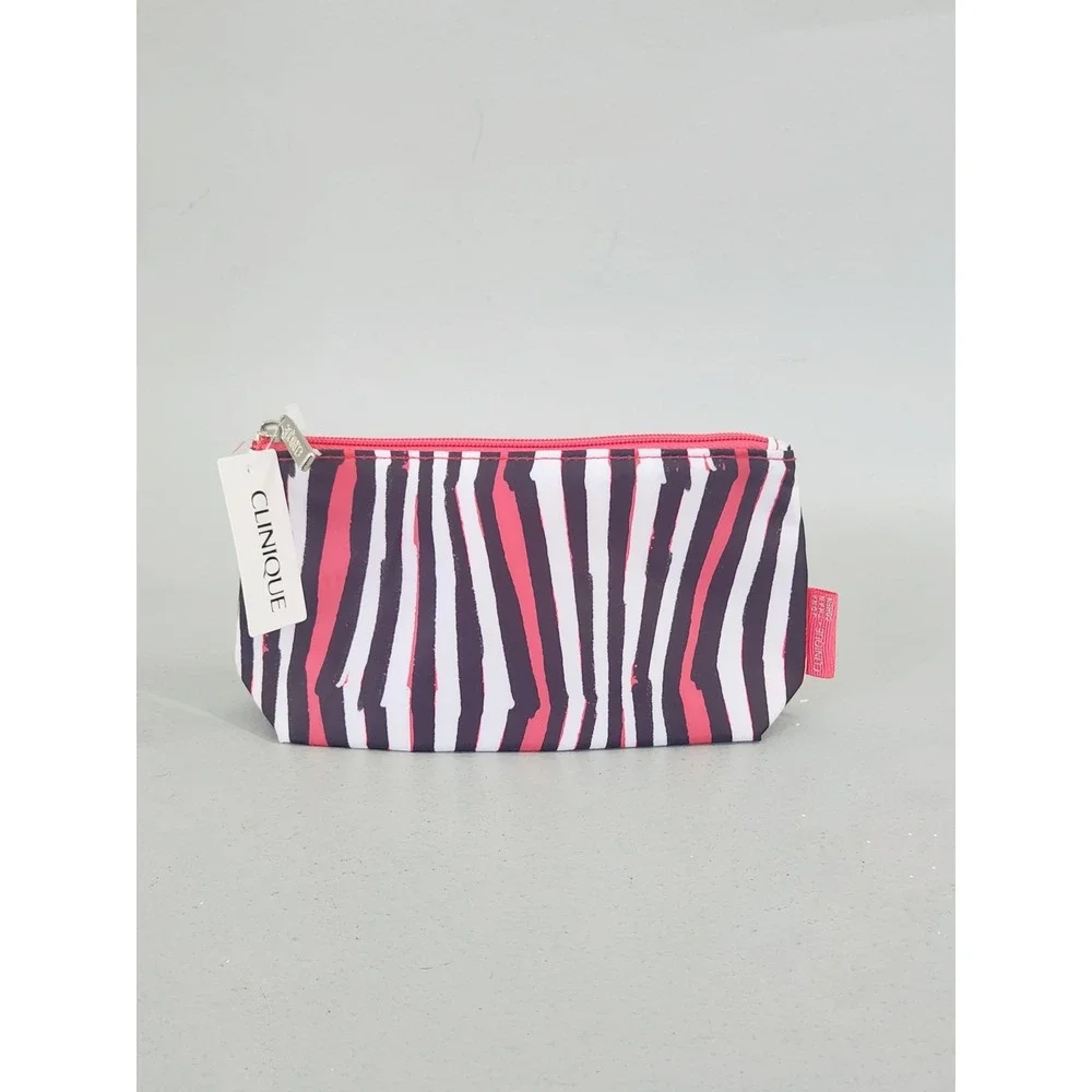 Clinique × Jonathan Cohen Makeup Bag Womens OS Pink Zebra NWT Cosmetic Pouch